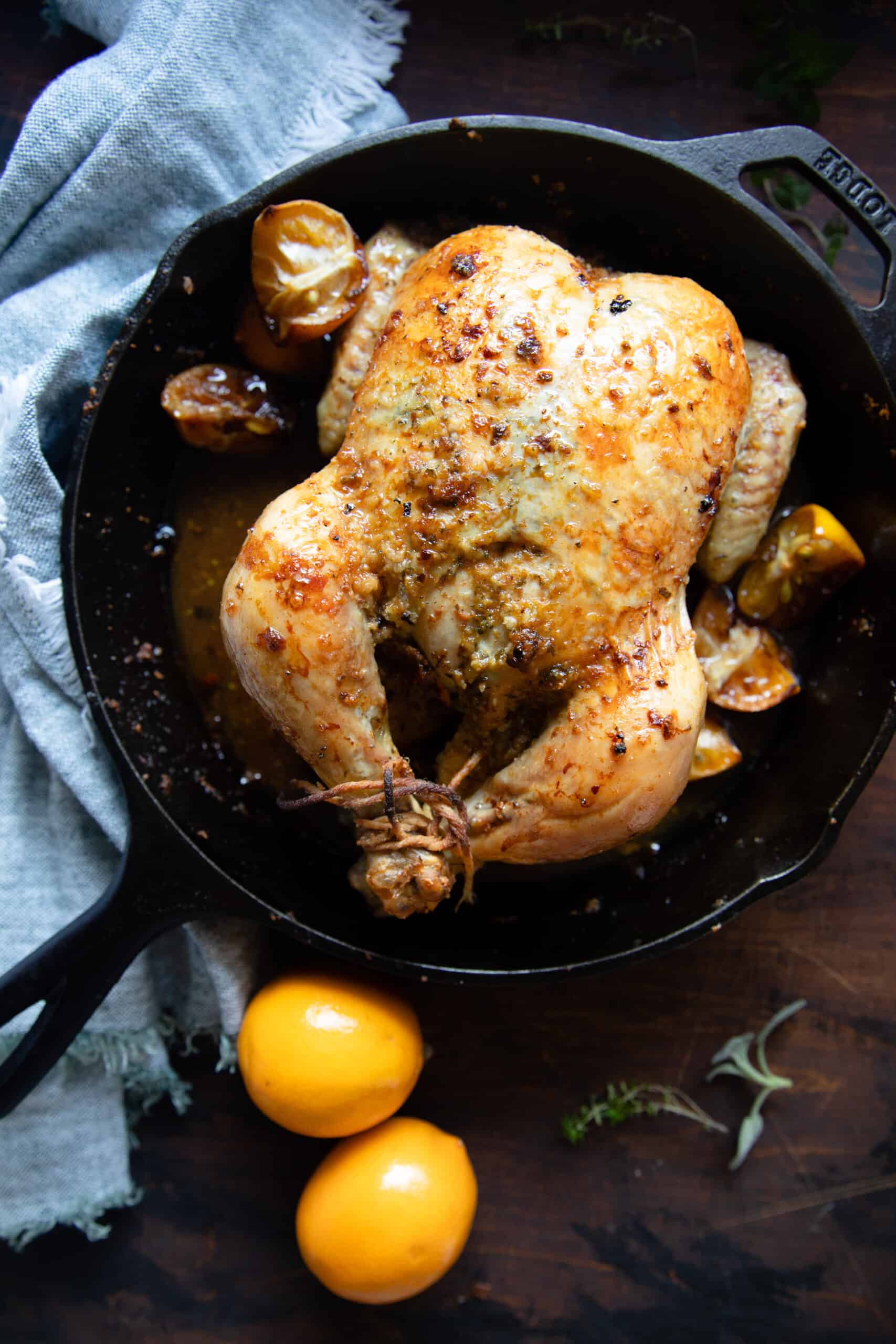 Caramelized Lemon & Fresh Herb Roasted Chicken KateCooks