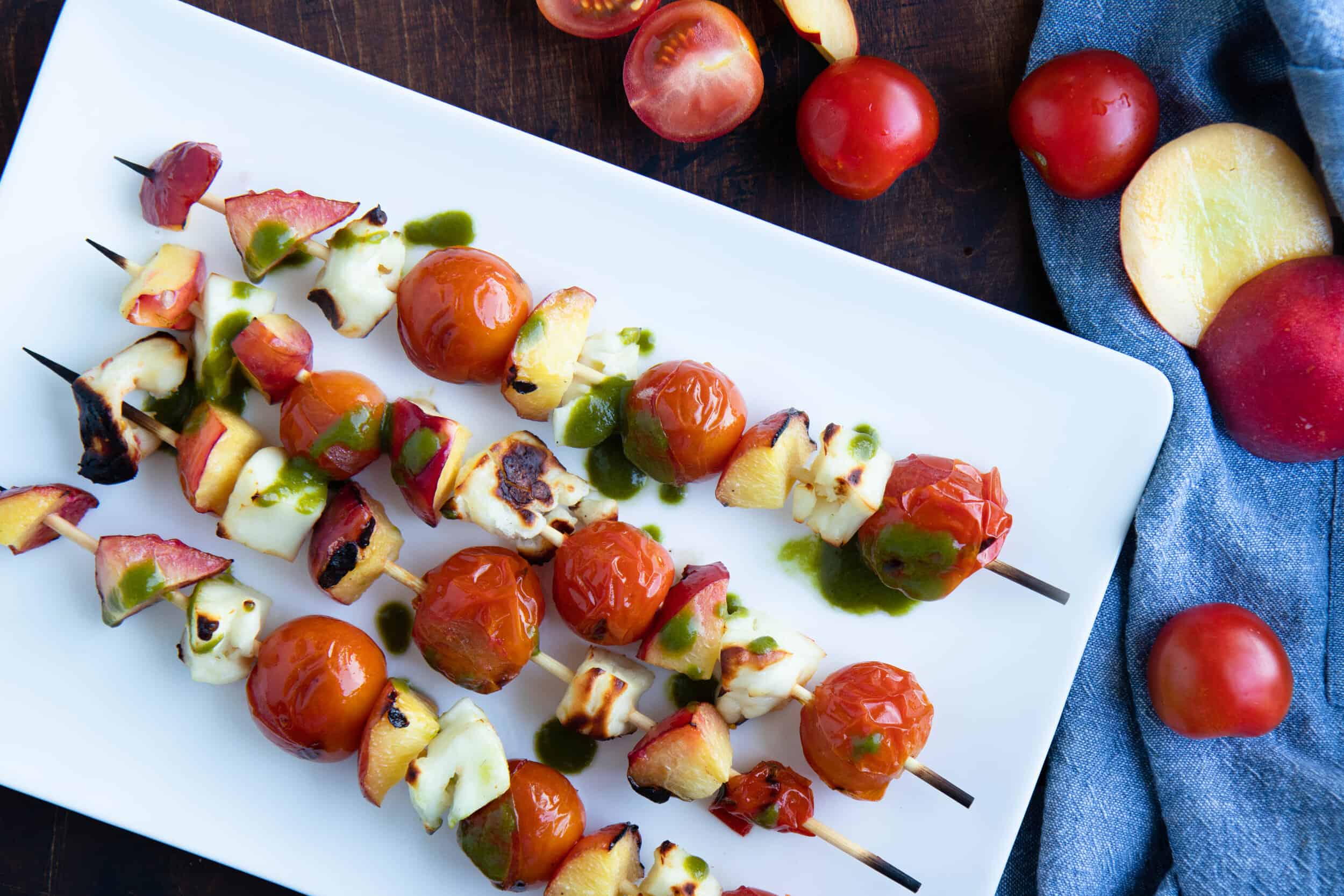 Halloumi & Fresh Peach Skewers