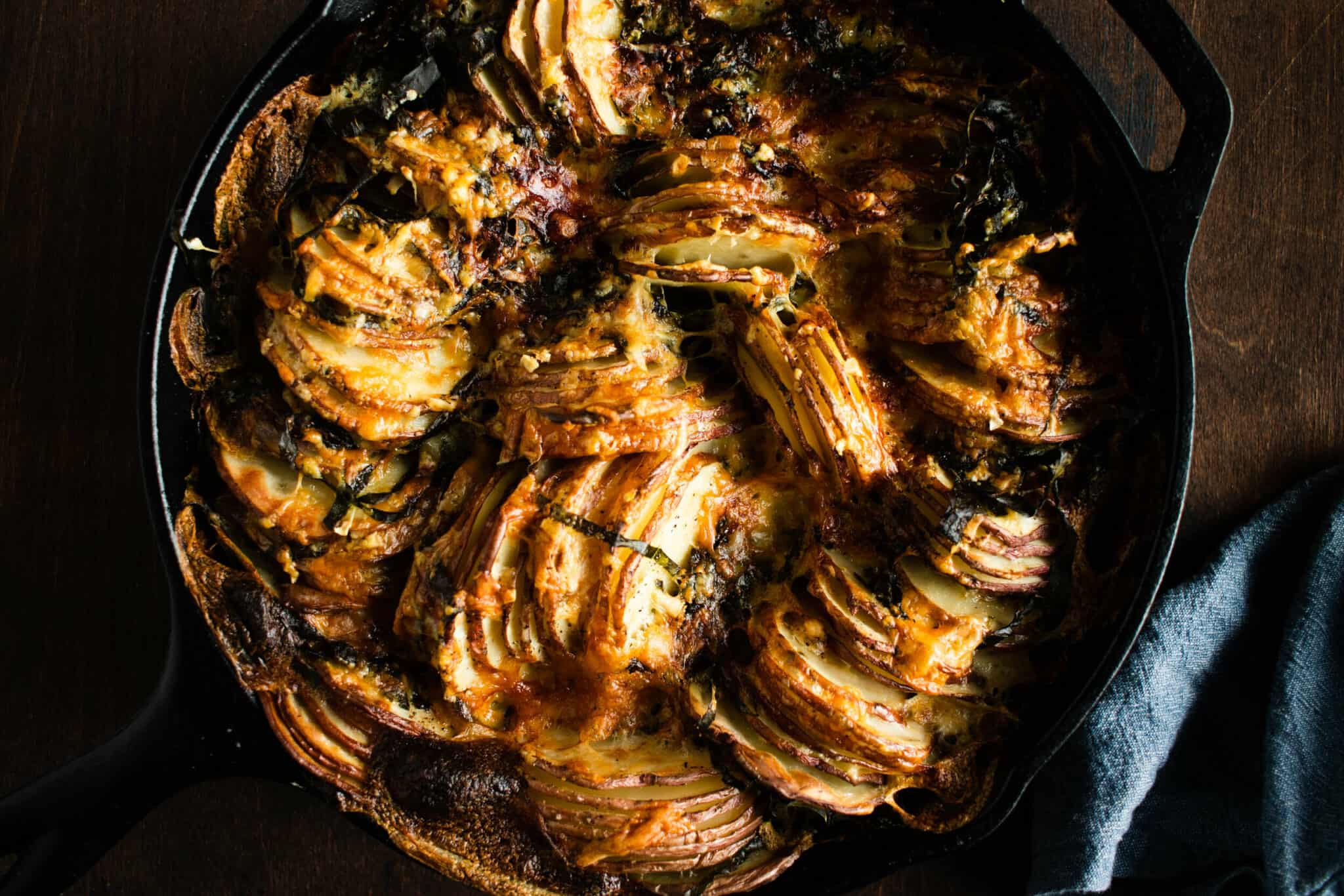 Turnip & Potato Gratin with Greens & Gruyere KateCooks