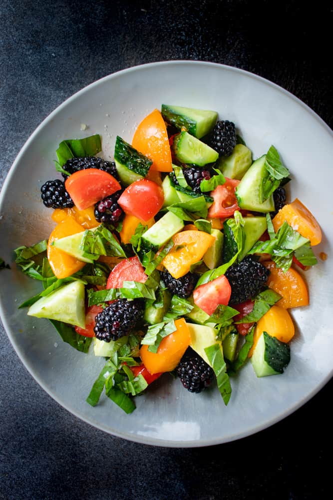 Blackberry, Cucumber, & Heirloom Tomato Salad - Kate-Cooks