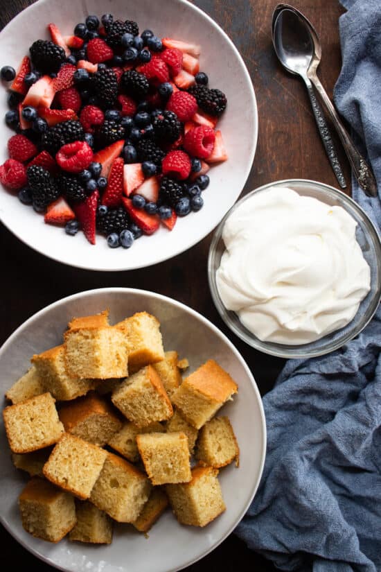 Honey Cornmeal Cake with Berries & Whip Cream KateCooks