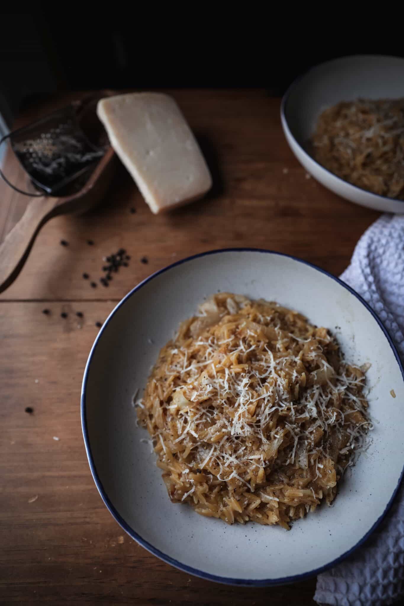 Cacio e Pepe Cabbage & Orzo Risotto - Kate-Cooks