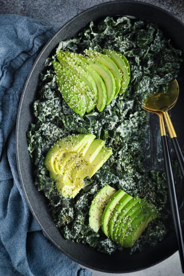 Avocado & Kale Vegan Caesar Salad KateCooks