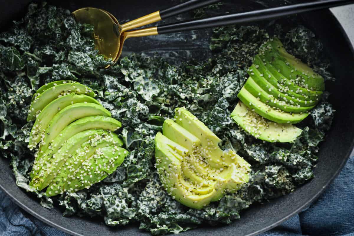 Avocado & Kale Vegan Caesar Salad KateCooks