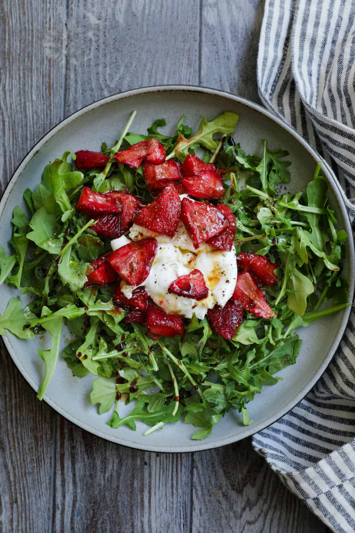 Strawberry & Burrata Salad with Balsamic Glaze KateCooks